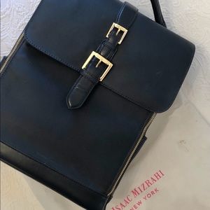 Issac Mizrahi blue leather camera backpack